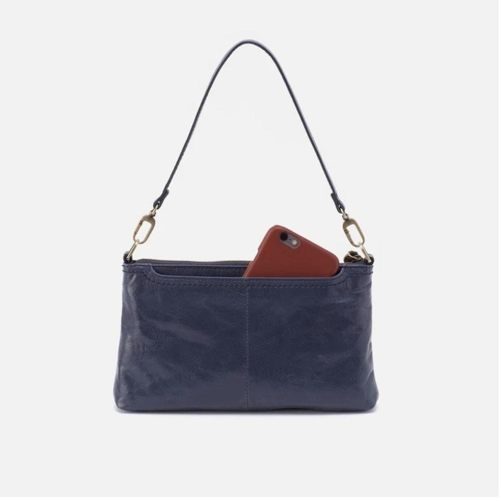 HOBO Teal Leather Crossbody with Tan Strap - Picture 13 of 14